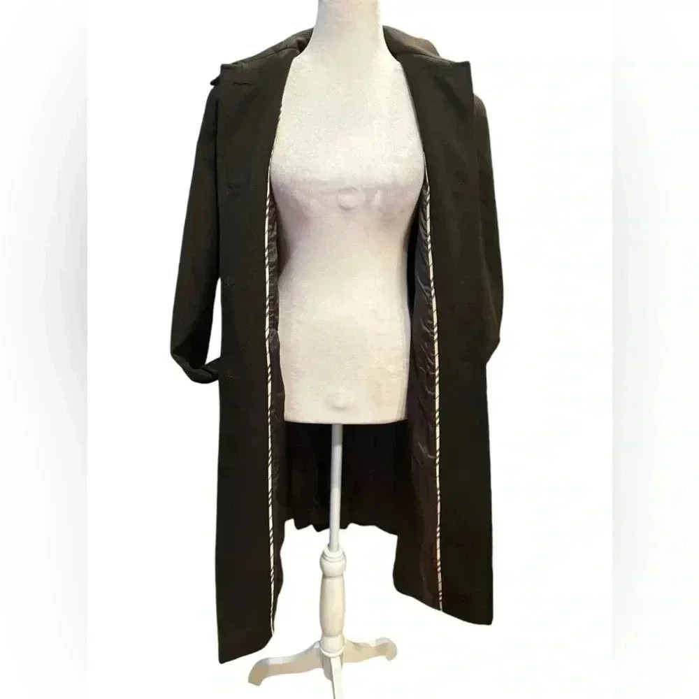 Burberry brown long overcoat jacket Womens size US 6 - Picture 7 of 16